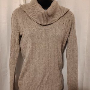 Ralph Lauren Turtle Neck Cable Knit Cashmere Sweater